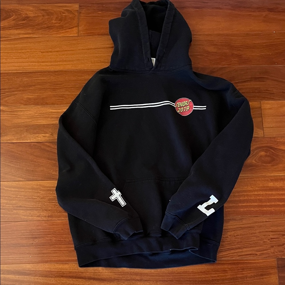 Senior 2019 High School Black Pullover Hoodie Size L